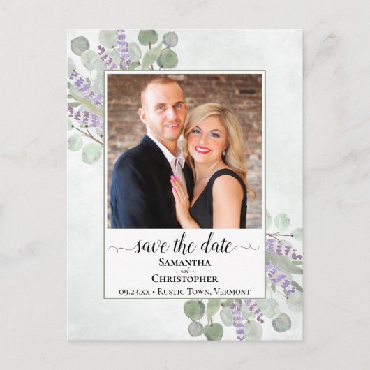 Eucalyptus & Lavender Weddenschap Sparen de Datum  Aankondigingskaart (Voorkant)
