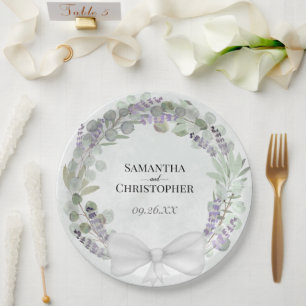 Eucalyptus & Lavender Wreater Waterverf Wedding Papieren Bordje