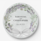 Eucalyptus & Lavender Wreater Waterverf Wedding Papieren Bordje (Voorkant)