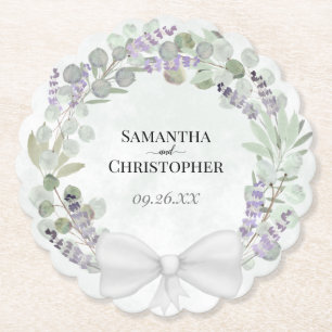 Eucalyptus & Lavender Wreath Elegant Wedding Kartonnen Onderzetters