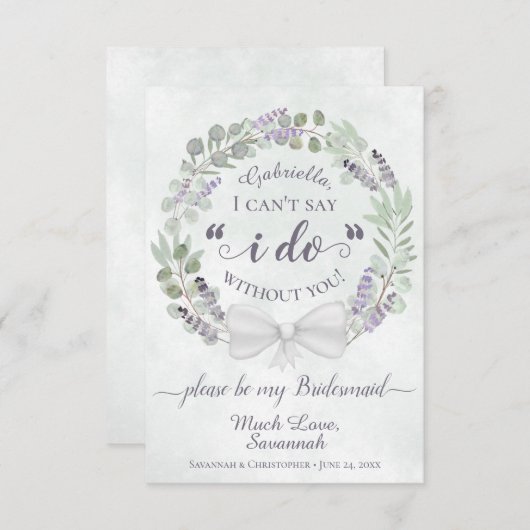 Eucalyptus & Lavender zijn mijn Bridesmaïde Kaart (Voorkant / Achterkant)