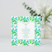 Eucalyptus Leaf Art Green Blauwgroen Dusty Blue We Feestdagenkaart (Staand voorkant)