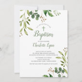 Eucalyptus Leaf Baptisme Invitation Kaart (Voorkant)