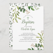 Eucalyptus Leaf Baptisme Invitation Kaart (Voorkant / Achterkant)