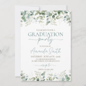 Eucalyptus Leaf Border Graduation Invite Kaart (Voorkant)