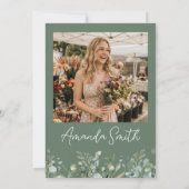 Eucalyptus Leaf Border Graduation Invite Kaart (Achterkant)