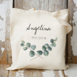 Eucalyptus leaf Bridesmaid Tote Bag<br><div class="desc">Deze Eucalyptus leaf bridesmaid gift canvas tas is iets dat je bruidsmeisjes nog kunnen gebruiken na je trouwdag. Creëer je creatief door deze schattige bloemige canvas tas te vullen met je favoriete cadeautjes voor je bruidsmeisjes, eermeisje, eremachtmatron, bruidsmoeder, bloemenmeisje... je kunt ook meer dan 200 populaire canvas tassen vinden in...</div>