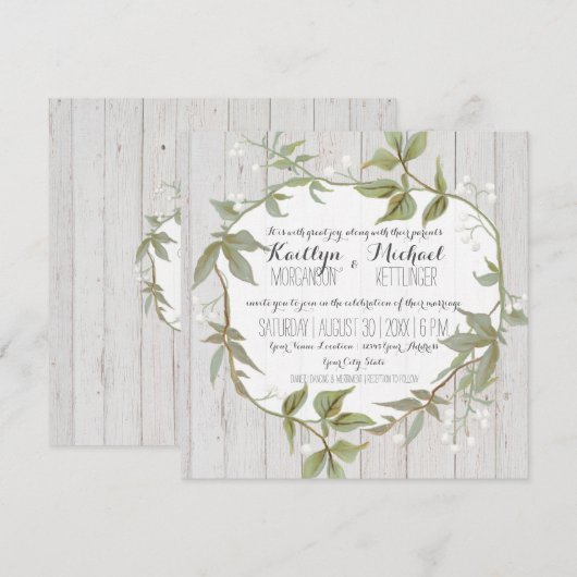 Eucalyptus Leaf Foliage Babys Breatal Floral White Kaart (Voorkant / Achterkant)