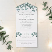 Eucalyptus Leaf Foliage Modern Wedding All In One Uitnodiging