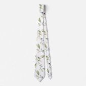 Eucalyptus Leaf Greenery Elegance White Wedding Stropdas (Voorkant)