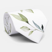 Eucalyptus Leaf Greenery Elegance White Wedding Stropdas (Opgerold)