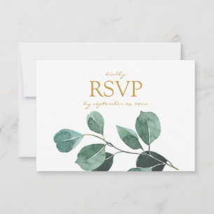Eucalyptus Leaf met maaltijdopties RSVP-kaart Gold RSVP Kaartje
