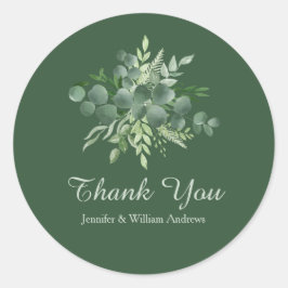 Eucalyptus Leaf Natuur Greenery Script Hartelijk d Ronde Sticker