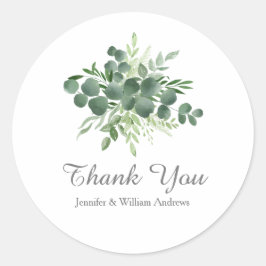 Eucalyptus Leaf Natuur Greenery Script Hartelijk d Ronde Sticker