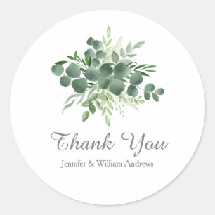 Eucalyptus Leaf Natuur Greenery Script Hartelijk d Ronde Sticker