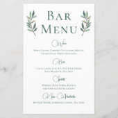 Eucalyptus Leaf Simple Botanical WedBar Menu (Voorkant)