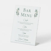 Eucalyptus Leaf Simple Botanical WedBar Menu Reclamebord Met Voetstuk (Voorkant)