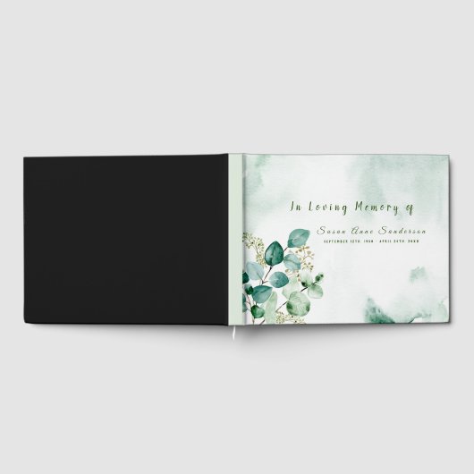 Eucalyptus Leaf Spray Funeral Memorial Guest Book Gastenboek (Volledig)
