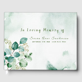 Eucalyptus Leaf Spray Funeral Memorial Guest Book Gastenboek