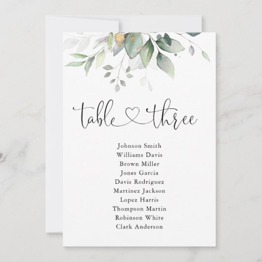 Eucalyptus Leaf Tafel Nummer 3 Zitkaarten (Voorkant)