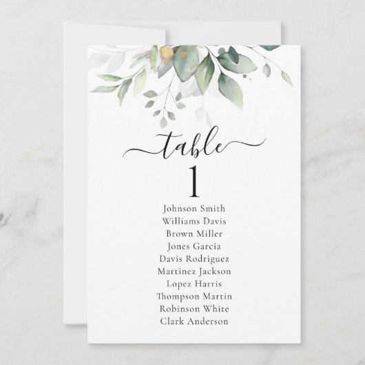 Eucalyptus Leaf Tafel Zitkaart Kaarten (Voorkant)