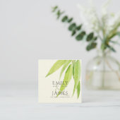 EUCALYPTUS LEAF WATERVERF FOLIAGE WEDDING VIERKANTE VISITEKAARTJE (Staand voorkant)