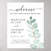 Eucalyptus Leaf Wedding Unplugged Welcome Sign Poster (Voorkant)