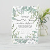 Eucalyptus Leaf Woodsy Foliage Baby Virtual Shower Kaart (Staand voorkant)