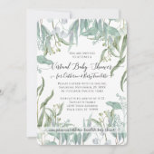 Eucalyptus Leaf Woodsy Foliage Baby Virtual Shower Kaart (Voorkant)