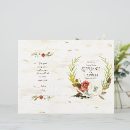 Eucalyptus Leaf Wreath Modern Ceremony Programme (Staand voorkant)