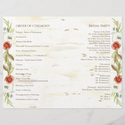 Eucalyptus Leaf Wreath Modern Ceremony Programme (Achterkant)