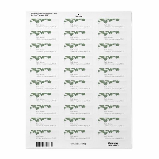 Eucalyptus Leafs retour adreslabels Etiket (Full Sheet)