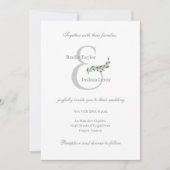 Eucalyptus Leaves Ampersand White Gray Weddenschap Kaart (Voorkant)