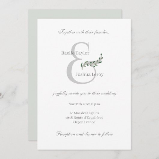 Eucalyptus Leaves Ampersand White Gray Weddenschap Kaart (Voorkant / Achterkant)