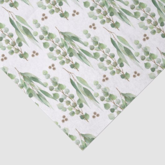 Eucalyptus Leaves and Branches Watercolor Pattern  Tissuepapier (Detail)