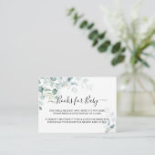 Eucalyptus Leaves Baby shower Book for Baby Informatiekaartje (Staand voorkant)