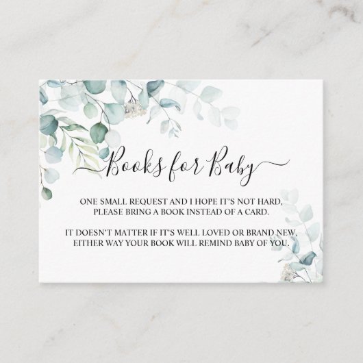 Eucalyptus Leaves Baby shower Book for Baby Informatiekaartje (Voorkant)