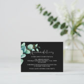 Eucalyptus Leaves Black Wedding Accommodations Informatiekaartje (Staand voorkant)