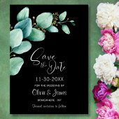 Eucalyptus Leaves Black Wedding Save the Date