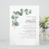 Eucalyptus Leaves Botanical Couples Baby shower Kaart (Staand voorkant)
