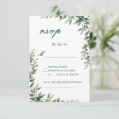 Eucalyptus leaves botanical rsvp wedding card kaartje (Staand voorkant)
