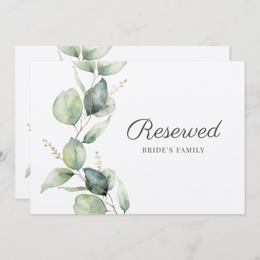 Eucalyptus Leaves Botanical Weddenschap Reserved S (Voorkant / Achterkant)