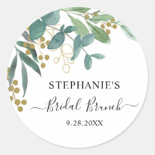 Eucalyptus Leaves Bridal Brunch Ronde Sticker