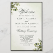 Eucalyptus Leaves Budget Wedding Program Kaart (Voorkant)