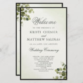 Eucalyptus Leaves Budget Wedding Program Kaart (Voorkant / Achterkant)