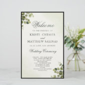 Eucalyptus Leaves Budget Wedding Program Kaart (Staand voorkant)