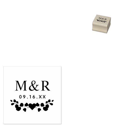 Eucalyptus Leaves Couples Monogram Rubberstempel (Gestempeld)