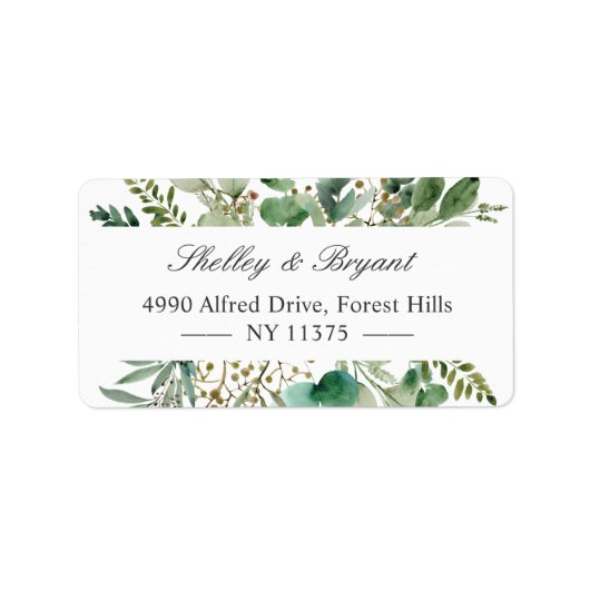 Eucalyptus Leaves Elegant Greenery Address Label (Voorkant)
