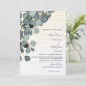 Eucalyptus Leaves Floral Brick Rustic Wedding Kaart (Staand voorkant)