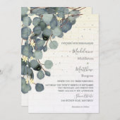 Eucalyptus Leaves Floral Brick Rustic Wedding Kaart (Voorkant / Achterkant)